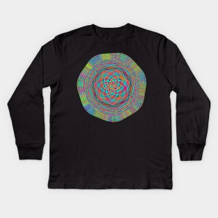 Kaleidoscopic Rainbow Spiral Mandala Kids Long Sleeve T-Shirt